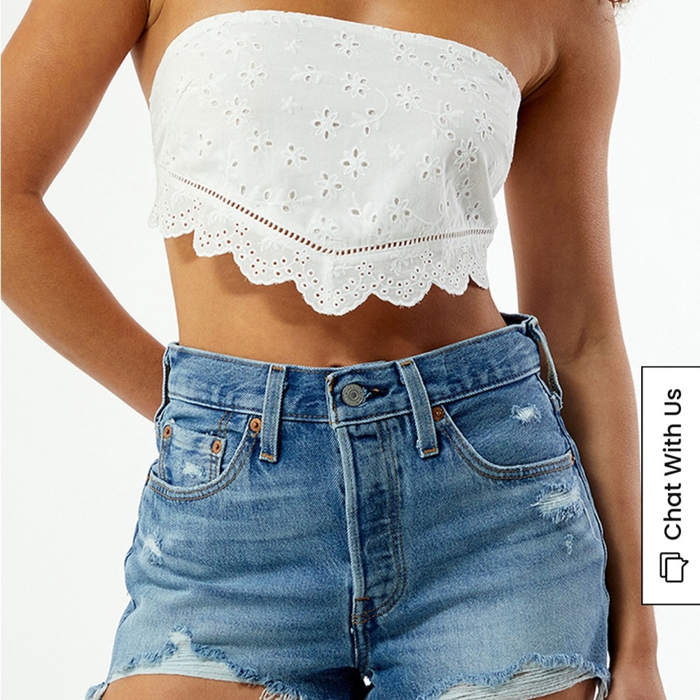 LEVI'S Medium Indigo 501 Original Ripped Denim Shorts